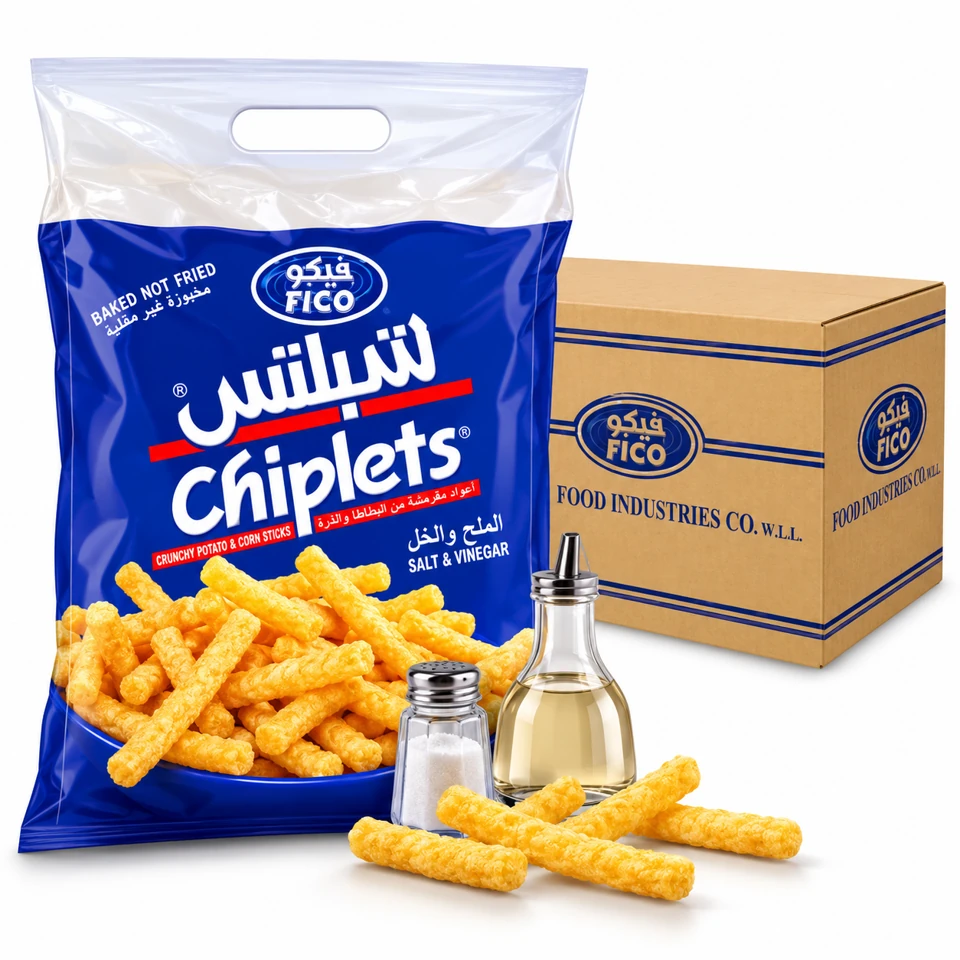 FICO Chiplets Salt & Vinegar product and outer packaging