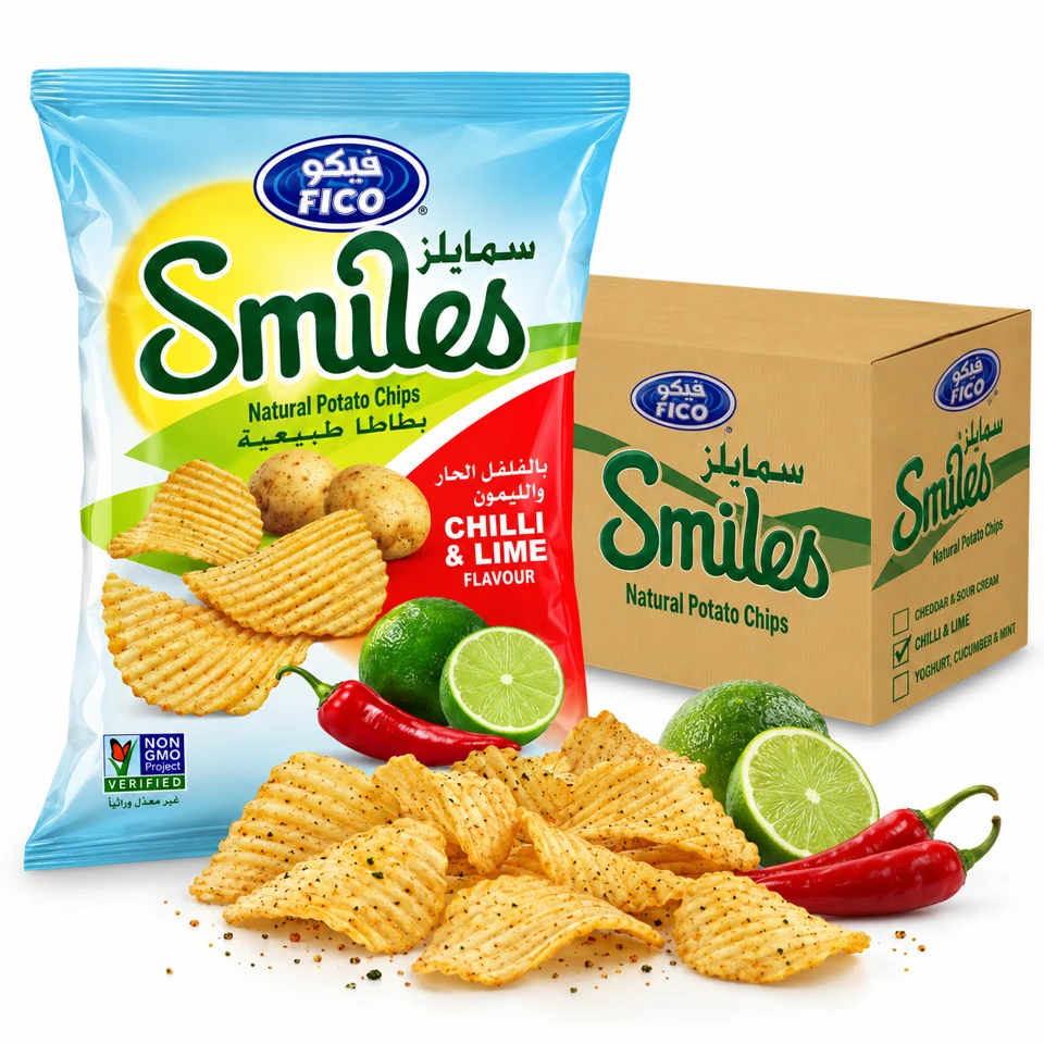 FICO Smiles Chilli & Lemon product and outer packaging