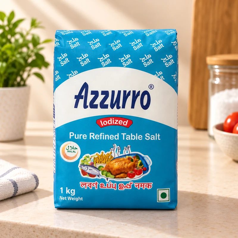 Azzouro Iodized Table Salt, 1 kg bag
