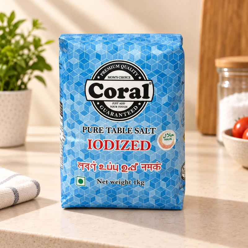 Coral Iodized Table Salt, 1 kg bag